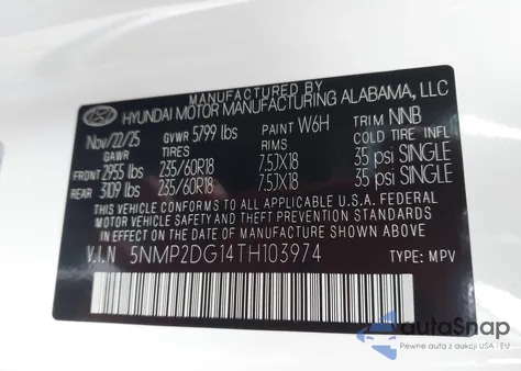 2026 Hyundai Santa Fe Hybrid Sel из США, поврежденный, VIN 5NMP2DG14TH103974